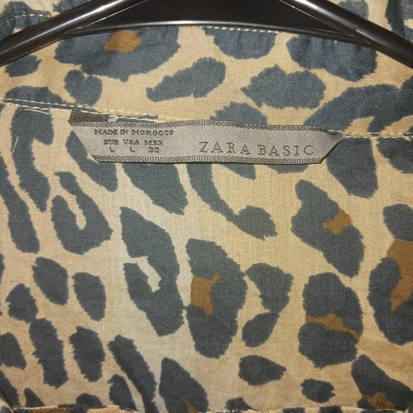 Zara Basic Women Leopard Printed long sleeve button down shirt - Picture 15 of 15